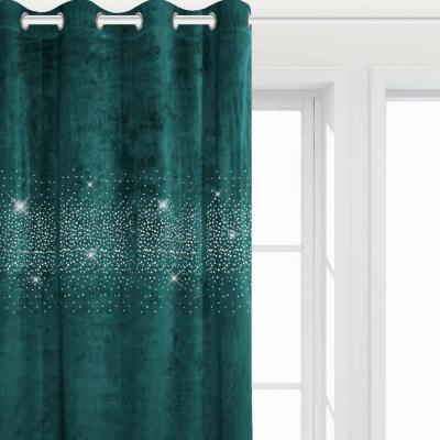 China Best Blackout Color Velvet Look Stone Printing Decorative Window Curtain With Rings Treatment Home Decor for sale