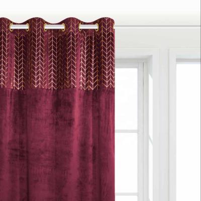 China Blackout Velvet Curtain Warm Gold Printed And Elegance Solid Color Window Curtains For Living Rooms for sale