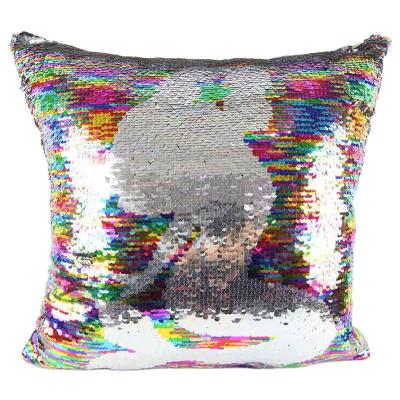 China Custom Embroidered Sequin Pillow Folded Mermaid Sequin Throw Pillowcases Mermaid Pattern for sale