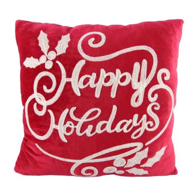 China Wholesale Decorative Folded Velvet Embroidery Christmas Cushion Cover Fancy Tile Case for sale