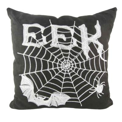 China Halloween Pillow Case Folded Cushion Cover Velvet Embroidery Decorative Sofa Decoration Cushion Cover for sale