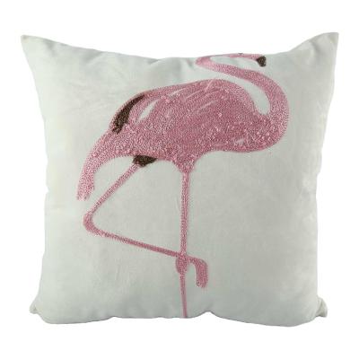 China Double Folded Flamingo Embroidery Sublimation Side Pillow for sale