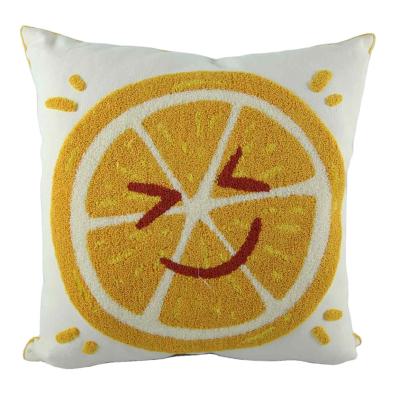 China Decorative Hand Embroidery Design Throw Folded Orange Pillow Cushion Cover for sale