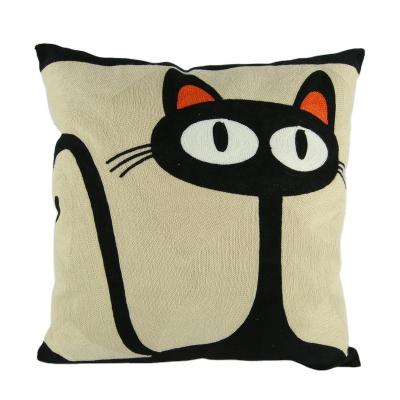 China Picasso Outdoor Decorative Cotton Hand Folded Custom Cats Square Embroidered Cushion Cover for sale