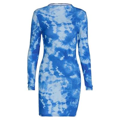 China Spring/summer 2022 breathable dress women's blue print dye of the trend thin skirt fashion dress news for sale