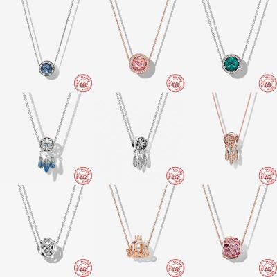 China TRENDY 100% 925 Sterling Silver Simple Color Gem Necklace Pendant For Your Girlfriend Best 9 Popular Styles For You To Choose From for sale