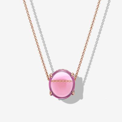 China Cute 925 Sterling Silver Rose Gold Plated Charm Full Diamond Necklace Fits Original Pan DIY Jewelry Charm Bead Necklace for sale