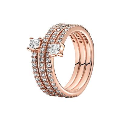 China 2022 New Rose Gold Fine Jewelry 925 Silver Romantic Wedding Applicable Zirconia Ring for sale