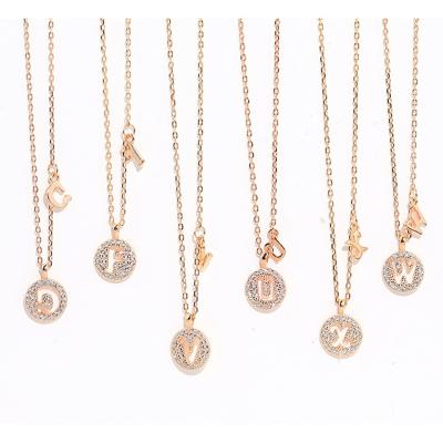 China Hot Selling 2021 New Fashion CLASSIC 925 Silver Micro Pave Zircon A-Z Twenty Six Initial Letter Necklace Gold Plated Initial Letter Necklace for sale