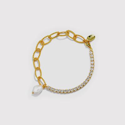 China 2022 New Hot New Sterling Silver Zircon Bracelet Women's CLASSIC Vintage 925 Niche Bead Bracelet 18k Gold Baroque Bracelet for sale