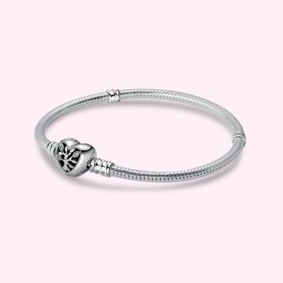 China CLASSIC Top Bangle For Real 100% 925 Sterling Silver Snake Chain Bangle Original Fit Women Charm DIY Love Tree Heart Bracelet Jewelry for sale