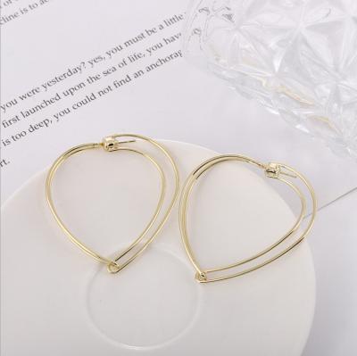 China Other New Style Custom Brass Gold Plated Delicacy 18k Women's Jewelry Korean Brass Textured Circle Earrings 14K Gold Hoop Earring Large Size for sale