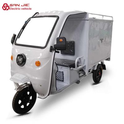 China SANJIE CARGO Factories Supply Cheap High Power Package Transport Trike Electric Cargo Tricycle Ones 1200W 60V Front LED Light Open for sale