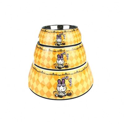 China Ceramic Puppy Cat Dog Pet Food Bowl Non-Slip Sustainable Design Pet Travel Bowl for sale