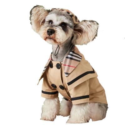 China Western Classic Dog Grid Windbreaker Dress Vintage Detective England Suit Couples Pet Double Breasted Collar Coat for sale