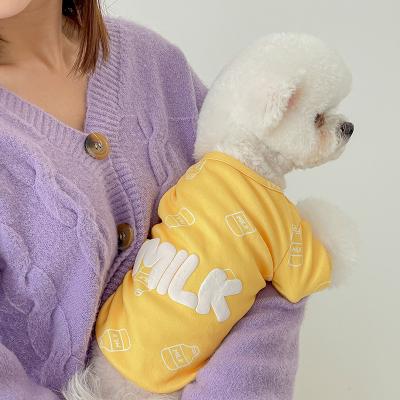 China Viable Wholesale Korean Dog Milk Bottle Printed Shirt Pet Milk Letter Sweater for sale