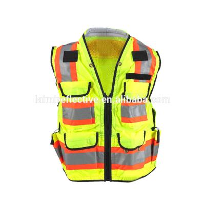 China Unisex Multi-pocket Men's Bomber Jacket Visibility Safety Reflective Vest High Road Safety Workplace Safety Construction Industry Vest Reflective Vest for sale