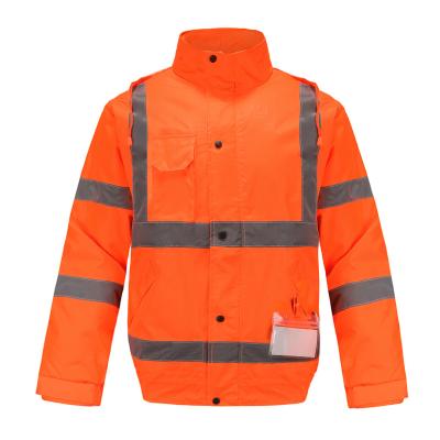 China Water Proof AYKRM Jacket Winte Free Shippi Hi Vis Traffic Waterproof Windproof Fluorescent Safety Reflective Coat Anti-fouling Hooded Uniform for sale