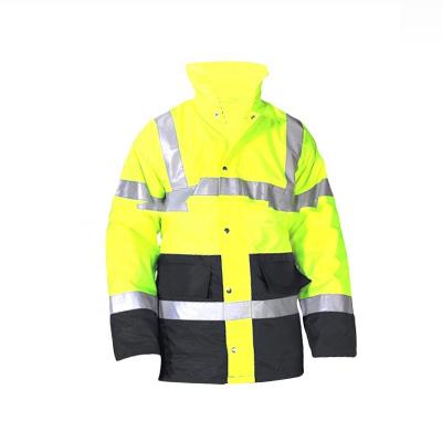 China Yellow Long Sleeve Workplace Safety Safety Softshell Jacket Reflective Anorak Winter Safety hi hi for sale