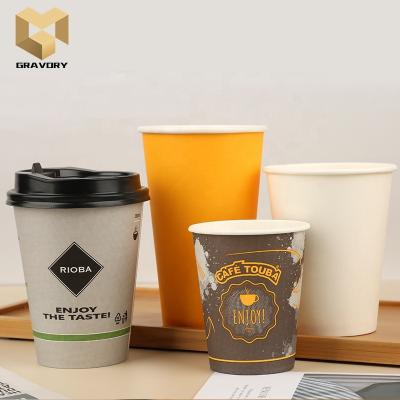 China Recyclable Wholesale Paper Coffee Cups Custom Logo Printed Takeaway Coffee Cups Disposable Paper Cups For Drinks for sale