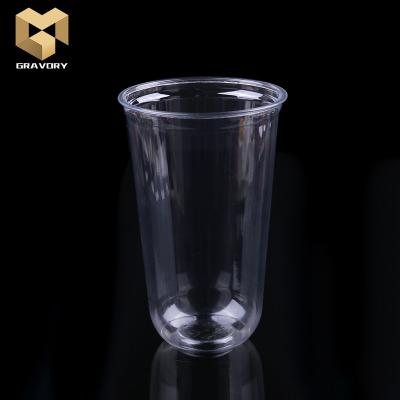 China Customized Logo Pet Disposable Plastic Cups U Shape Plastic Cup 500ml Disposable Cups for sale