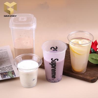 China Best Selling Single Wall Printed Logo Fruit Juice Plastic Sample Packaging Free Plastic Clear Coffee Cups for sale