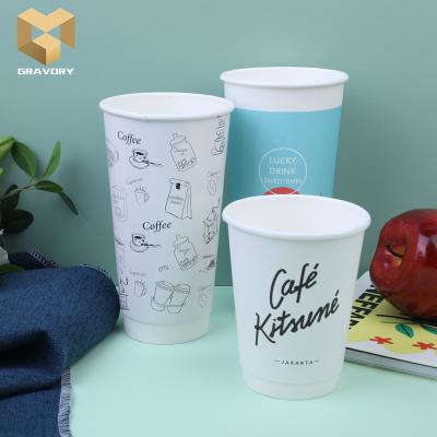 China Disposable Wholesaler Produce Eco Friendly White Paper Cups Packaging Double Paper Cups 20oz for sale