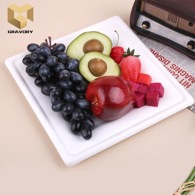 China Disposable Promotional Price Sugarcane Pulp Food Tray Fiber Pizza Dishes Take Out Biodegradable Square Dish for sale