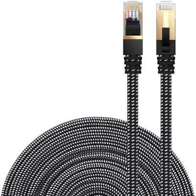 China Farsicne Cat7 Cat8 SSTP Nylon Cotton Heavy Duty Braided Ethernet Cable Round Patch Cord Flat Braided Cable FS17112 for sale