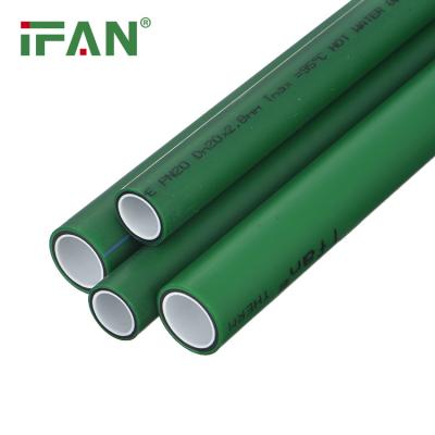 China IFAN Factory Wholesale Dark Green PN20 20mm 25mm 32mm Plastic PPR Water Pipe Composite Fiberglass PPR Pipe for sale