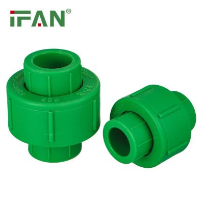 China IFAN Plus Manufacture PN25 Green Union PPR Fitting 20-63mm Pipe Connector Water PPR Pipe Fittings for sale