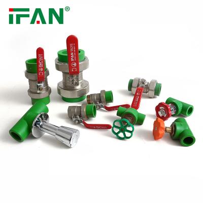 China IFAN Green Color PN25 20mm 25mm Fittings PPR Stop Concealed Gate Brass Ball Valve for sale