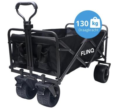 China Folding Wagon Up To 130 Kg - Foldable Beach Car - 100 Liter Capacity With Rotating Wheels - Black for sale