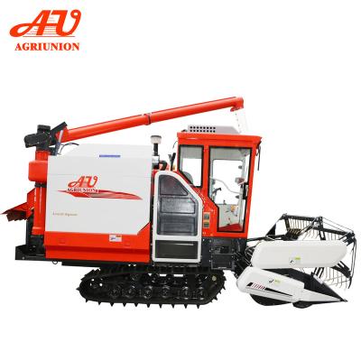 China New designed rice cab with AC, rubber track, self-propelled combine harvester for sale