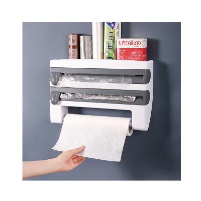 China Fridge Viable Aluminum Foil Cling Film Shelf Storage Wall Hanging Paper Towel Holder Kitchen Shelf Cutter for sale