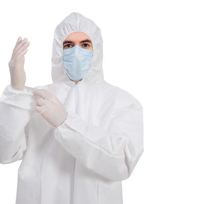 China White High Quality Microporous Membrane Comfortable Breathable Coverall Without Foot Cover for sale