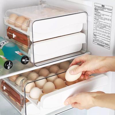 China Viable Kitchen Fridge Drawer Goose Egg Storage Rack Container Box Multi Tray Stackable With Cover for sale