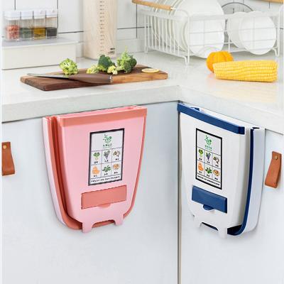 China Foldable Hanging Garbage Bins Stored Mini Cabinet Hanging Kitchen Trash Collapsible Can Garbage Waste Bin for sale