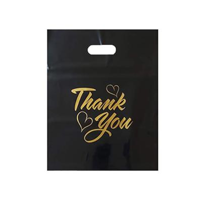 China Customized Moisture Proof Plastic Bags Printed Clean Logo Biodegradable Black Die Cut Plastic Bags Handle for sale