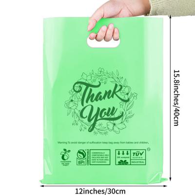 China OXO D2W BPI BIODEGRADABLE custom bag bolsa logo factory price PLA cornstarch thank you biodegradable compostable plastic shopping bag for sale