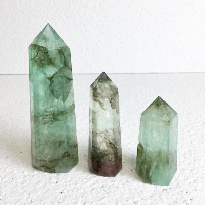 China China Wholesale Natural Quartz Wand Green Fluorite Crystal Tower For Healing for sale