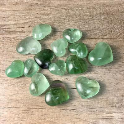 China China High Quality Natural Heart Shaped Quartz Heart Gemstone Green Fluorite Crystal for sale