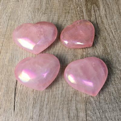 China China Wholesale Natural Healing Stone Rose Aura Crystal Rose Heart Shaped Quartz for sale