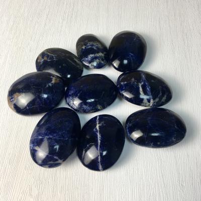 China China Reiki Natural Crystal Gemstone Healing Blue Quartz Sodalite Palm Stone for sale