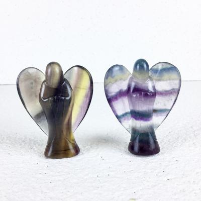 China Beautiful China Quartz Rainbow Fluorite Carving Angel Crystal Figurines for sale