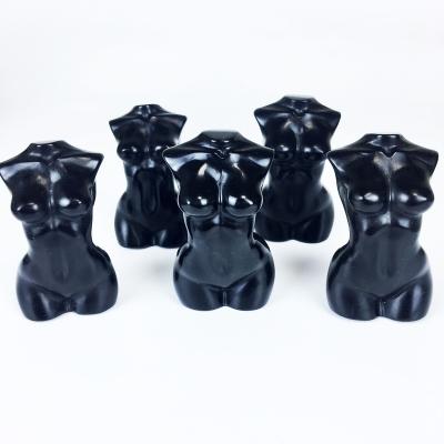 China Natural Black Quartz Pattern Goddess Female Body China Obsidian Crystal Carving for sale