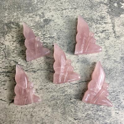 China China Wholesale Natural Pink Angel Rose Crystal Fairy Carving Quartz For Healing for sale