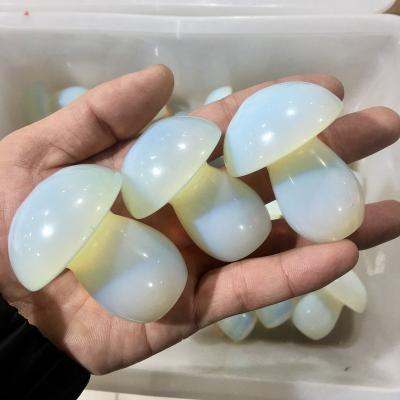 China China Hand Carved Healing Crystal Stone Opalite Mushroom Crystal Carvings For Decor for sale