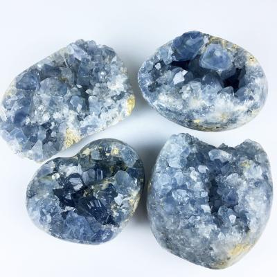 China China Wholesale Natural Blue Celestite Raw Geode Quartz Crystal Stone Cluster for sale