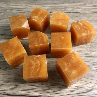 China China Hand-carved crystal therapy crystal cube in natural stone orange calcite for sale